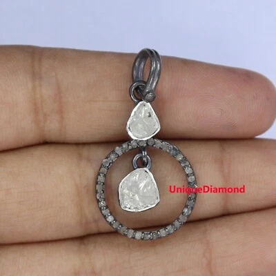 Natural polki diamond Pendant sterling silver Handmade Jewelry Christmas Gift - Image 1 of 4
