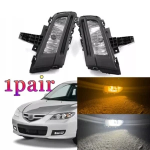 Pair LED Amber Front Fog Lamp w/White Running Light For Mazda 3 2007-2009 - Foto 1 di 6