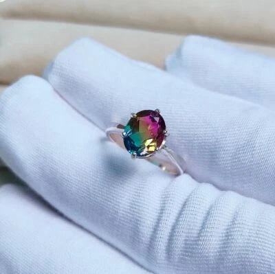 Watermelon Tourmaline Ring, 925 Sterling Silver Ring Tourmaline Doublet Quartz - Image 1 of 4