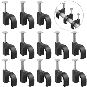 Plastic Cable Clamps Nail in Clips 100 Pcs 10mm Wire Black - Picture 1 of 8