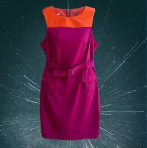 Vestido vaquero Merona para mujer sin mangas debajo de la rodilla con cinturón bloques de colores talla 8 - Imagen 1 de 11