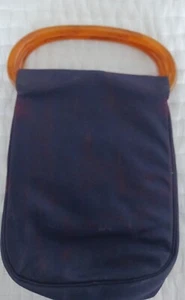 BOLSO CORET SATINADO PÚRPURA AÑOS 40 CON ASAS DE BAQUELITA Y MONEDERO BERGDORF GOODMAN - Imagen 1 de 8