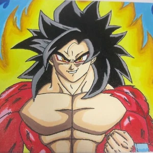 Full Power Super Saiyan Four Goku Acrylic Painting on Canva 8x10 in -  Handmade - Picture 1 of 11