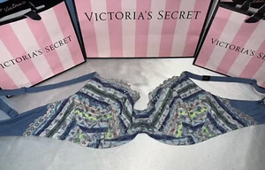 Victorias Secret Bra Body By Victoria Unlined Demi 34DD Striped Floral - Picture 1 of 2