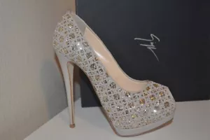 NIB $795+ Giuseppe Zanotti Sharon Glitter Platform Pump Heel Shoe ORO CORDA 38.5 - Picture 1 of 8