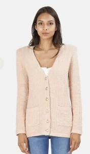L'AGENCE strukturierte Sue Baumwollmischung Strickjacke klassisch Oversize Größe S Blütenblatt neu mit Etikett - Bild 1 von 10