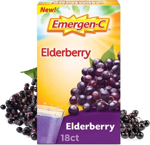 Emergen-C Elderberry Fizzy Drink Mix, Elderberry Immune Support, Natural - Picture 1 of 12