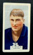 1930 BDV Cigarette Card Victorian Footballers #48 G Mackie Carlton VFL AFL