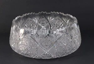 Large American Brilliant Cut Crystal Sawtooth Rim Bowl 12"W Beautiful Bowl - Picture 1 of 20