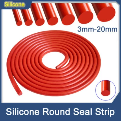 3mm-20mm Silicone Strip Red Round Seal Strip O-ring Solid Silicone Rubber Seal - Image 1 of 4