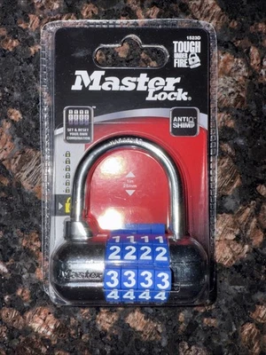 MASTER LOCK 1523D 4-DIGIT COMBINATION PADLOCK Blue - Image 1 of 3