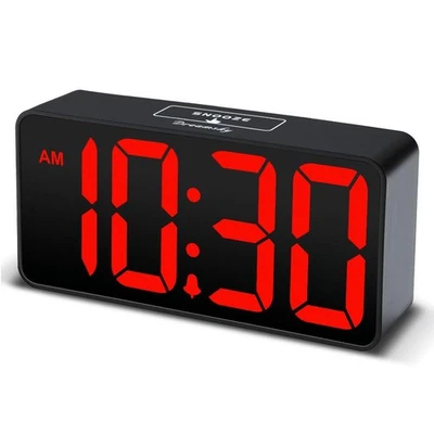 Reloj despertador digital con grandes números, atenuador, carga USB, volumen ajustable Foto 1 de 4