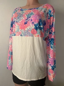 Top Lilly Pulitzer Finn manica lunga multi mare carnevale taglia XL - Foto 1 di 13