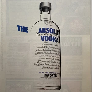 2006 Absolut Vodka The PRINT AD Floating Bottle White Background Bar Decor Art - Picture 1 of 4