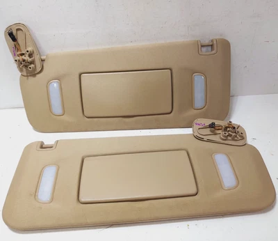 2007-2014 Tahoe Yukon Suburban Avalanche Lighted Sun Visors Cloth TAN - Image 1 of 4