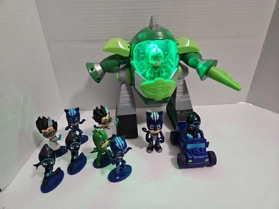  Lote de figuras PJ Masks y vehículo taladro cola verde GEKKO TURBO MOVERS  Foto 1 de 4