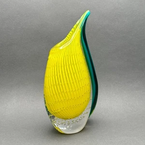 Vintage 1960’s Murano for Rosenthal Yellow and Green Vase With Controlled Bubble - Picture 1 of 9