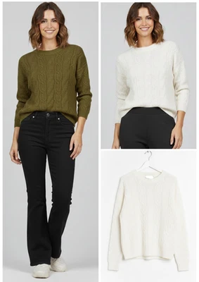 Ladies Marks Per U** Jumper Long Sleeved Mohair Blend Cable Knit Soft  Sweater - Image 1 of 4