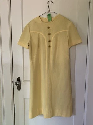 VTG Maxi Dress Women M? Handmade Short Sleeve Collared Mustard Yellow 70's Cute - Image 1 of 4