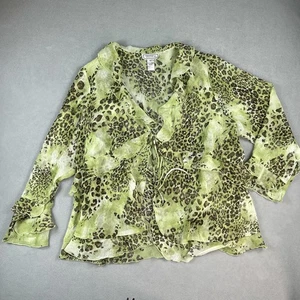 Simonton Says Bluse Damen 2X Leopard transparent Rüschen Top Leopardenmuster Y2K fließend - Bild 1 von 9