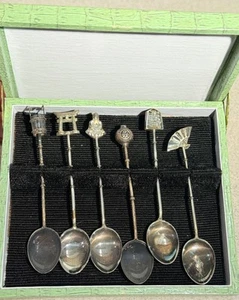 Set of 6 Antique Japanese Demitasse Spoons 17gm Sterling Silver w/box LS - Picture 1 of 7