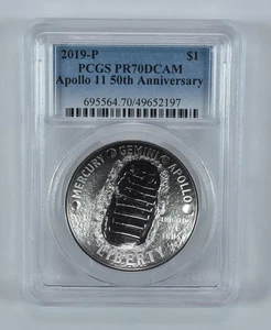 2019-P Apollo 11 Commemorative Dollar PR70 DCAM PCGS Blue Label *8887 - Picture 1 of 5