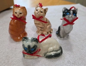 CUTE Cat Christmas Ornaments Set Of 4 - Picture 1 of 7