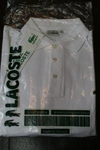 Vtg 80's Lacoste white made in France polo shirt XXL new dead stock mod revival - Picture 1 of 13