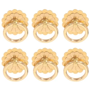  6 Stück Schubladengriffe Vintage Schrank Retro Griffe Antik Messing Ring - Bild 1 von 17