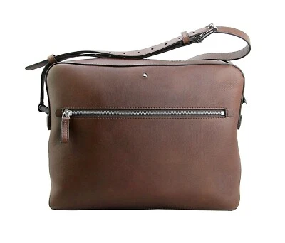 MONTBLANC MEISTERSTUCK SFUMATO ZIP MESSENGER BROWN LEATHER BAG 118338 NEW ITALY - Image 1 of 4