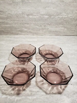 Juego de 4 cuencos de postre de frutas octogonales amatista marroquí Hazel Atlas Foto 1 de 4