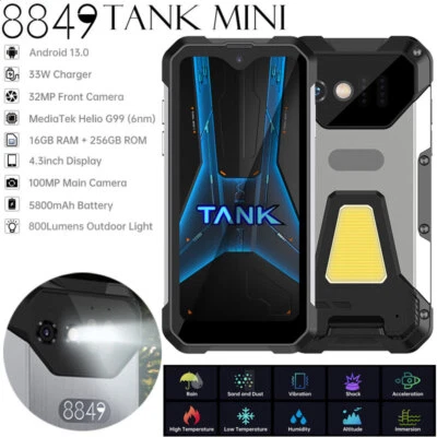 4.3" 4G LTE 8849 TANK MINI Rugged Phone Android 13.0 Outdoor Mobile Waterproof - Image 1 of 4