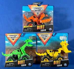 3 Monster Jam DIRT SQUAD Vehicles SCOOPS Rolland DIGZ Steamroller TRUCK - 2020 - Picture 1 of 13