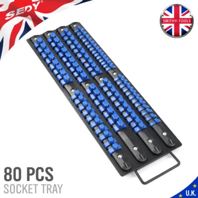 80Pcs Socket Storage Rail Rack Holder Organize ABS & Metal Mountable 1/4 3/8 1/2 - Image 1 of 4