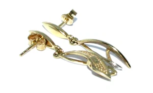 Ladies 9ct yellow/white gold twisted drop earrings - Picture 1 of 6