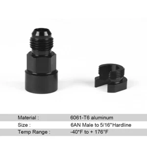 2x 5/16 to 6AN EFI Fuel Rail Line Fitting Adapter Quick Disconnect Push Hardline - Picture 1 of 6