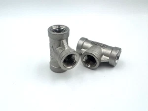 2 PACK STAINLESS STEEL TEE 1/8" NPT PIPE FITTING SP114 Class 150 - Picture 1 of 5