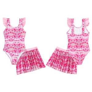 Girls Bathing Suit Beachwear Costume Leotard Swimsuit Pool Bodysuit Scoop Neck - Picture 1 of 17