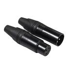 2Pcs Xlr 3Pin Audio Microphone Cable Connector Male+Female Welding Plug Adapter
