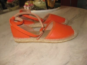 O Mond Damen Leder Knöchelriemen orange Espadrille Ballerinas Größe 8 - Bild 1 von 12