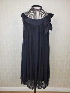 100% Silk Dress Black Strapless Goth Steampunk Party UK 8-10 - Picture 1 of 9