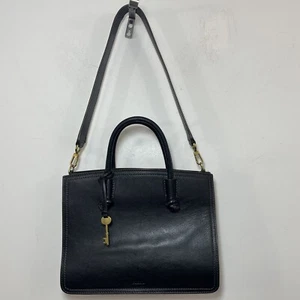 Fossil Skylar Leather Satchel purse chocolate dark brown bag career shoulder bag - Picture 1 of 15
