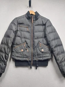 Mixit Puffer Coat Women Medium Black Down Waterfowl Feather Insulated Zip Jacket - Picture 1 of 8