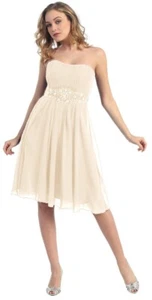 DAMEN KLEID ABENDKLEID KURZ BRAUTKLEID STANDESAMT HOCHZEIT CREME Gr.50 NEU €179 - Bild 1 von 9