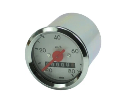 Tacho Tachometer 80 km/h MMB Chromring weiß 48mm rund für Simson S51 S50 S70 - Bild 1 von 2