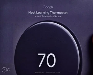 NEU Google Nest Learning Thermostat 4. Gen mit Temperatursensor poliert Obsidian - Bild 1 von 6