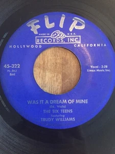 R&B 45 rpm SIX TEENS feat TRUDY WILLIAMS on Flip lbl Was It A Dream Of Mine - Imagen 1 de 2