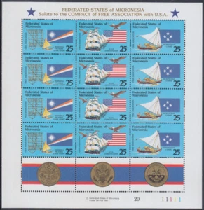 MICRONESIA Sc# 126a CPL MNH HOJA de 4 JUEGOS x 3 DIFF - BANDERAS - Imagen 1 de 1