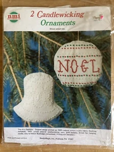 Needle Magic Candlewicking NOEL BELL ORNAMENT Sewing Kit Set of 2 NIP - Picture 1 of 7