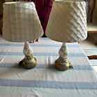 Vintage Table Lamps White Glass Hand Painted Floral Gold Made in Germany Works